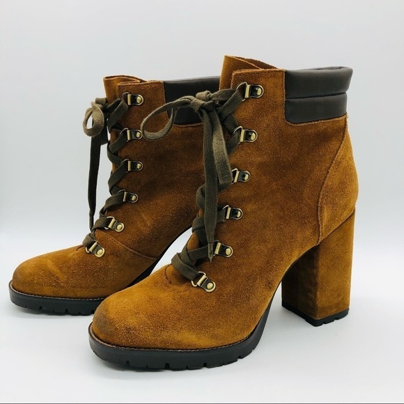 SAM EDELMAN WOMENS LIGHT BROWN SUEDE CAROLENA BOOTS SIZE 8.5 M - Picture 1 of 10
